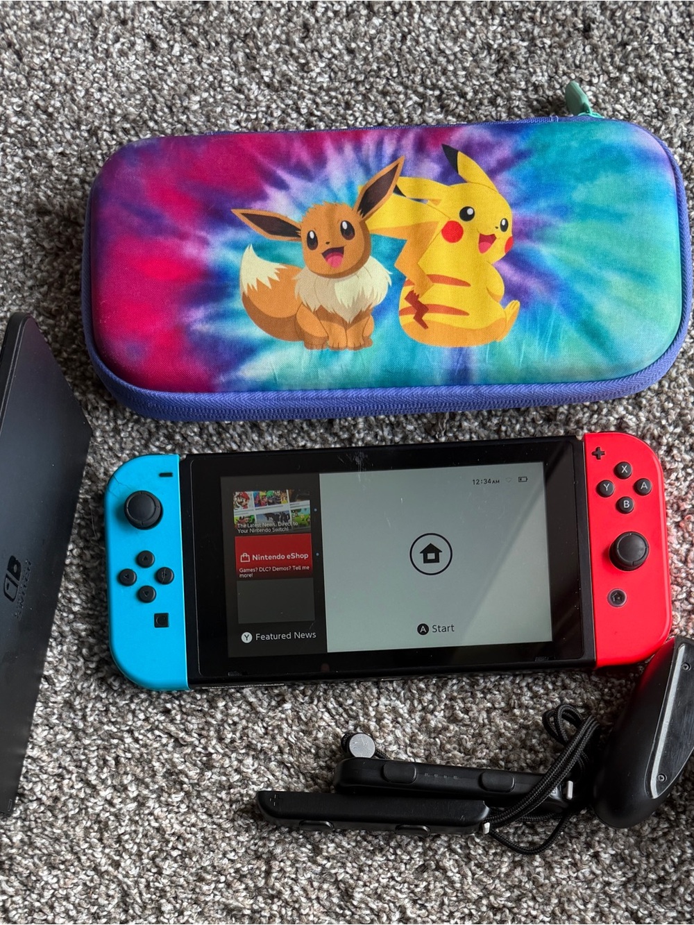Nintendo Switch V1 32GB Console Bundle Red/Blue Joy-Cons Dock Case